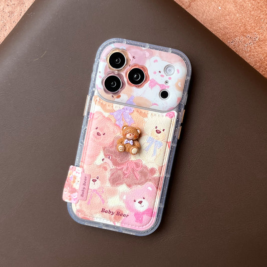 Oil painting graffiti 3D bear and flower phone case