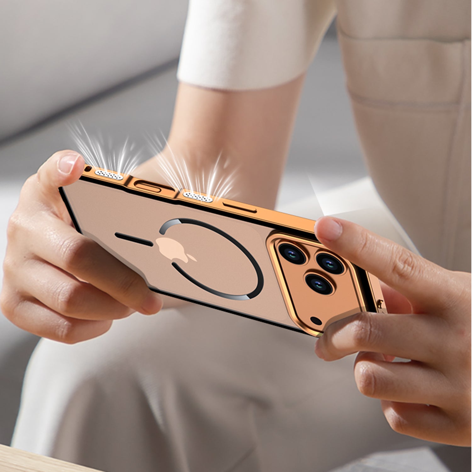 Metal frame magnetic buckle protective case for Apple phones