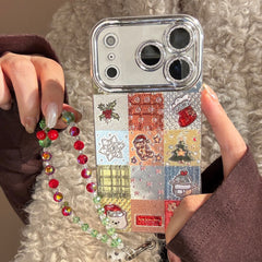 【Glittery Glaze】Silver Sandalwood Checkered Christmas Phone Case