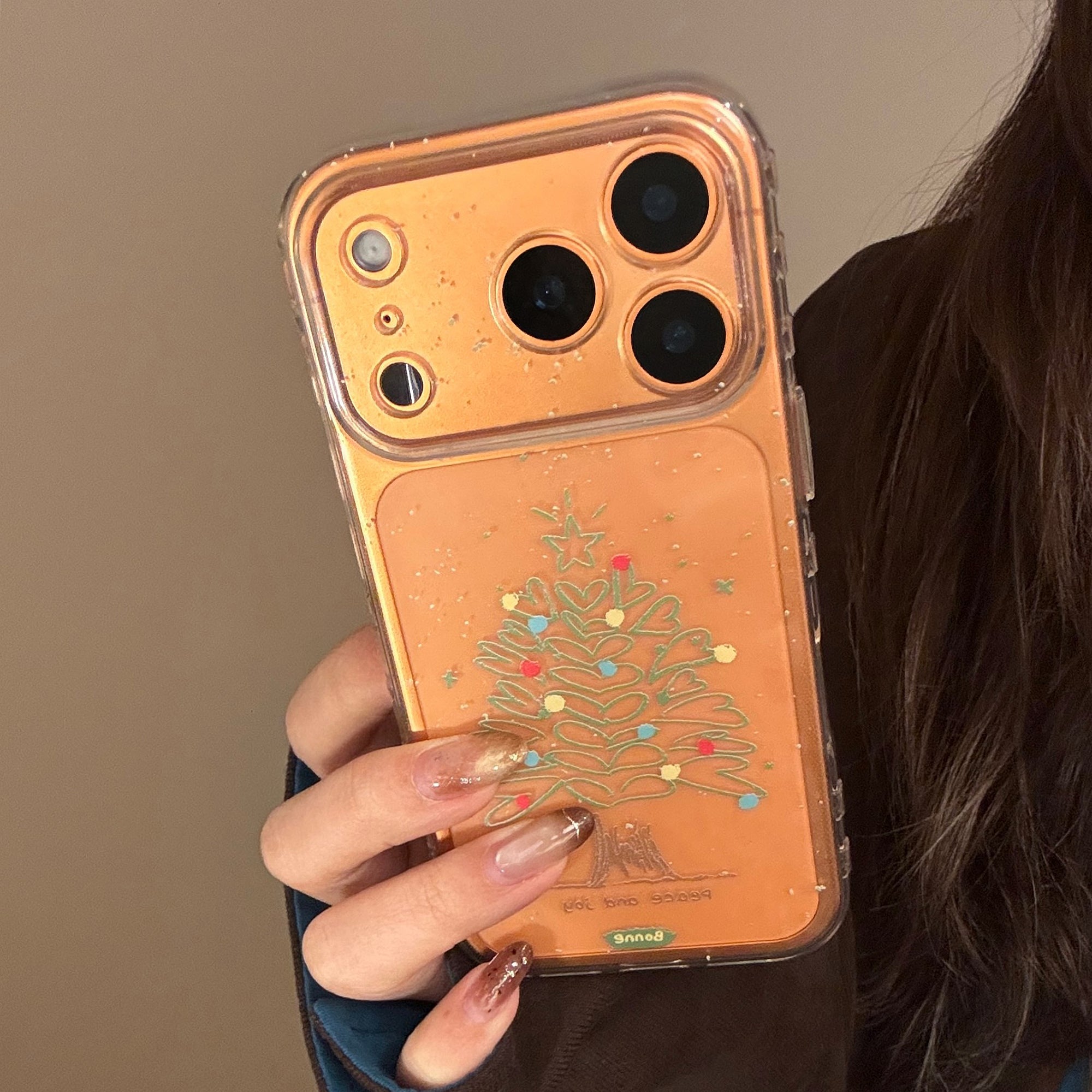 Transparent hand-painted heart tree phone case