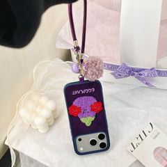 Embroidered Jellyca smiley eggplant phone case