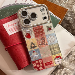 【Glittery Glaze】Silver Sandalwood Checkered Christmas Phone Case
