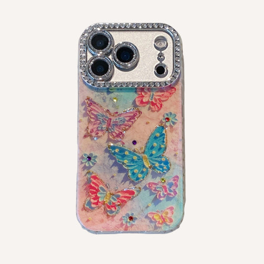 Oil painting rhinestone butterfly phone case