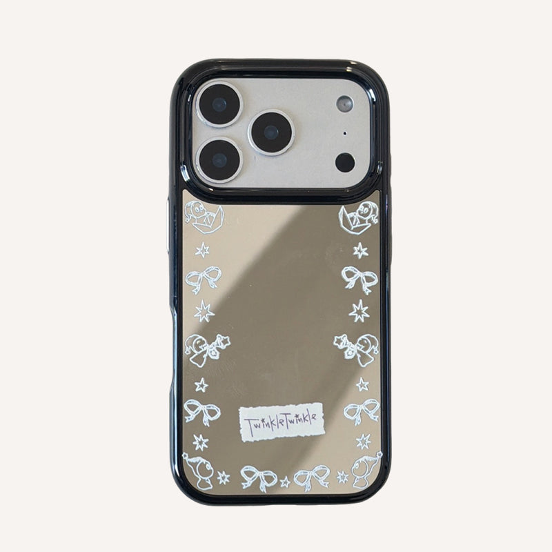Edge trim with bow and star pattern, mirrored round edge phone case