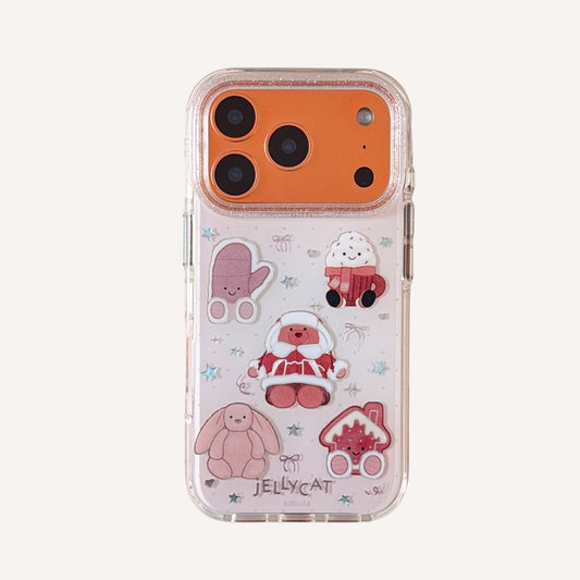 Pinkish-brown winter jellycat gold-plated rounded edge phone case