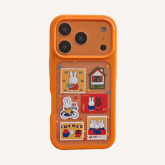 Orange-edged retro stamp Miffy round-edged phone case