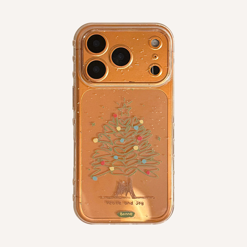 Transparent hand-painted heart tree phone case