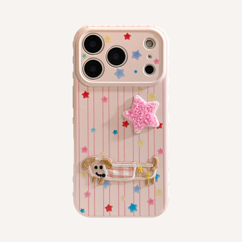Guava Pink 3D Plush Dachshund Phone Case
