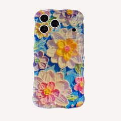 Oil painting blue light flower phone case