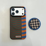 Load image into Gallery viewer, Brown, orange and blue wavy magnetic film phone case