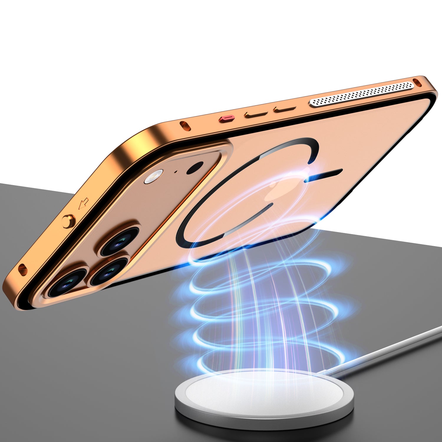 Metal frame magnetic buckle protective case for Apple phones