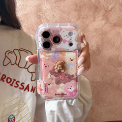 Oil painting graffiti 3D bear and flower phone case
