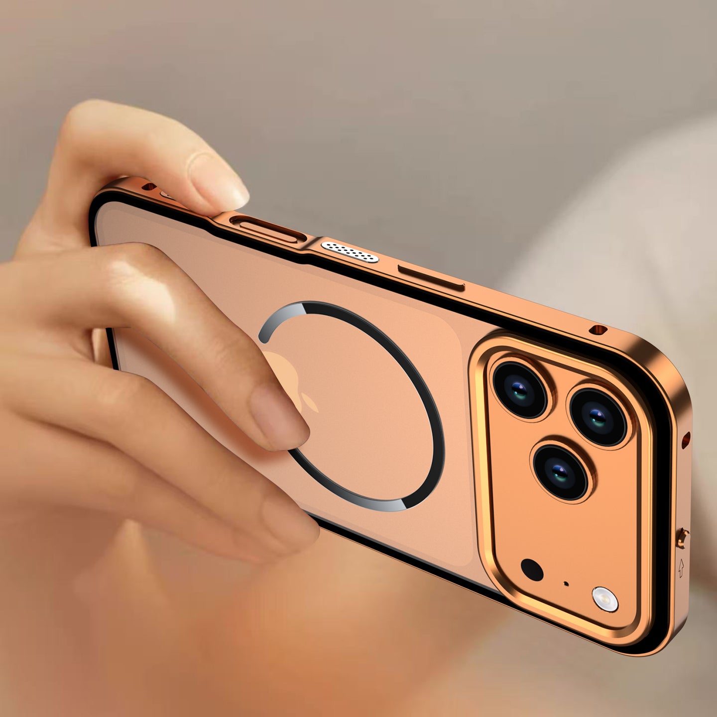 Metal frame magnetic buckle protective case for Apple phones