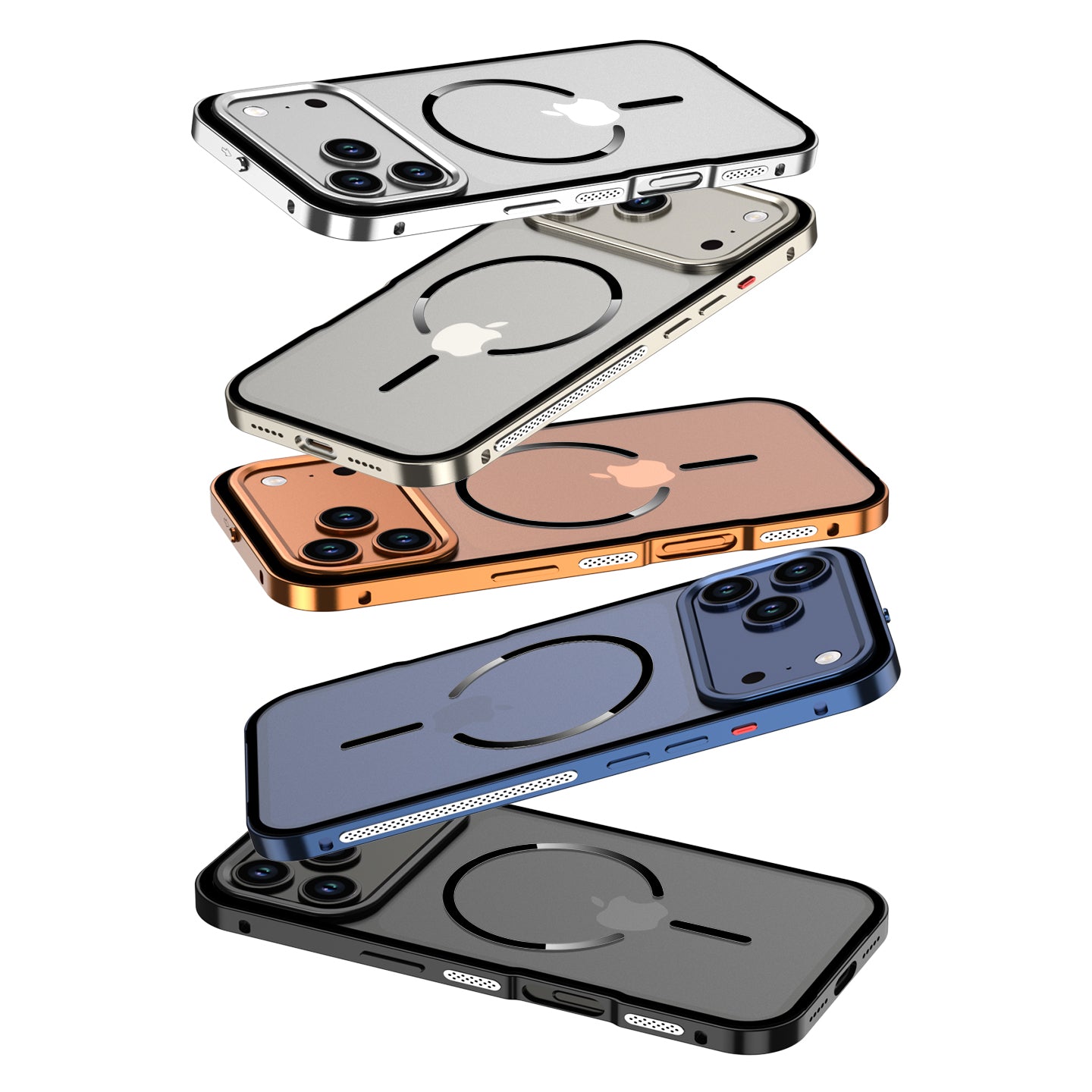 Metal frame magnetic buckle protective case for Apple phones