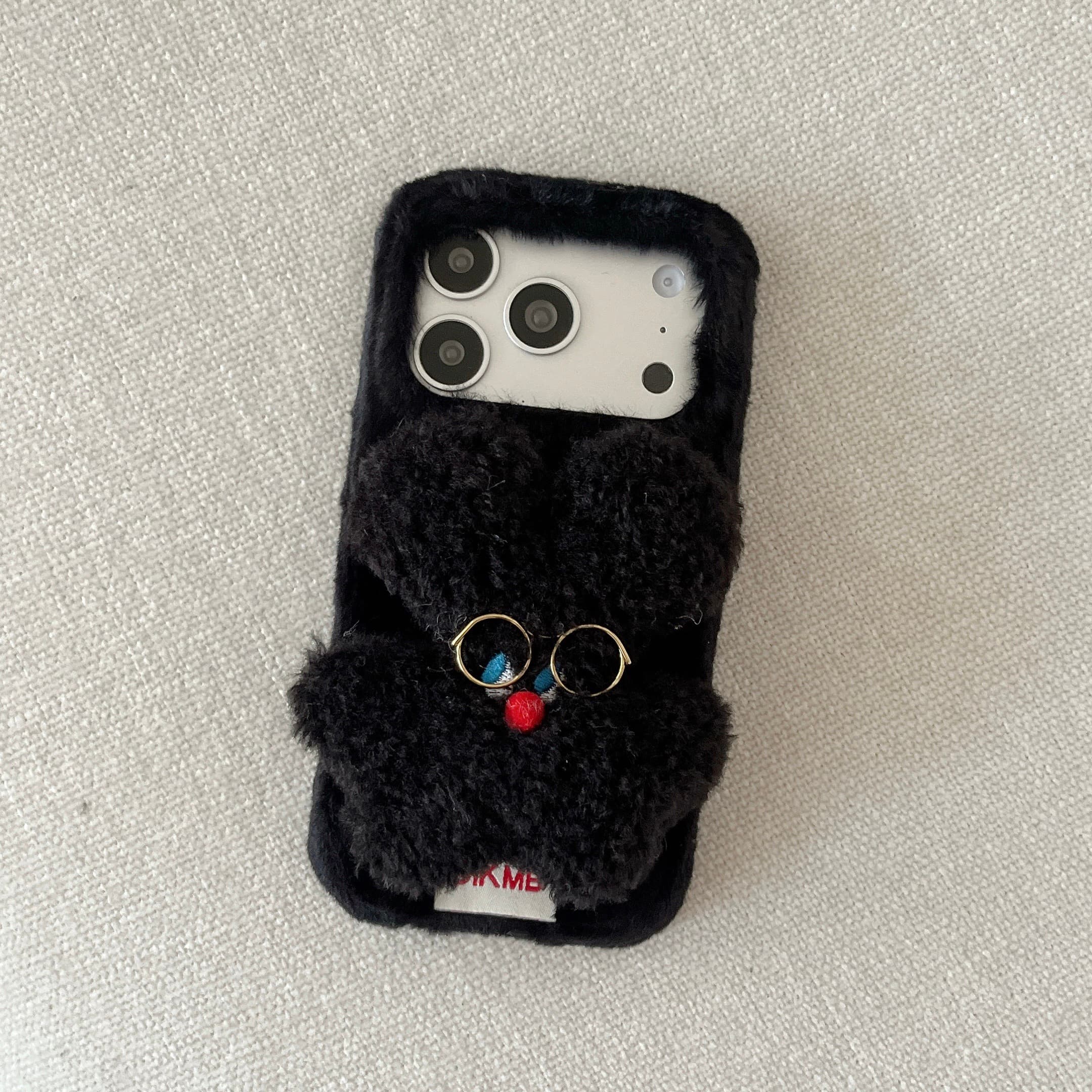 Rabbit fur glasses and rabbit phone case