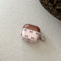 Color-blocked bow bear earphone case