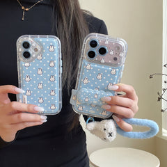 Blue and white polka dot Miffy rabbit phone case