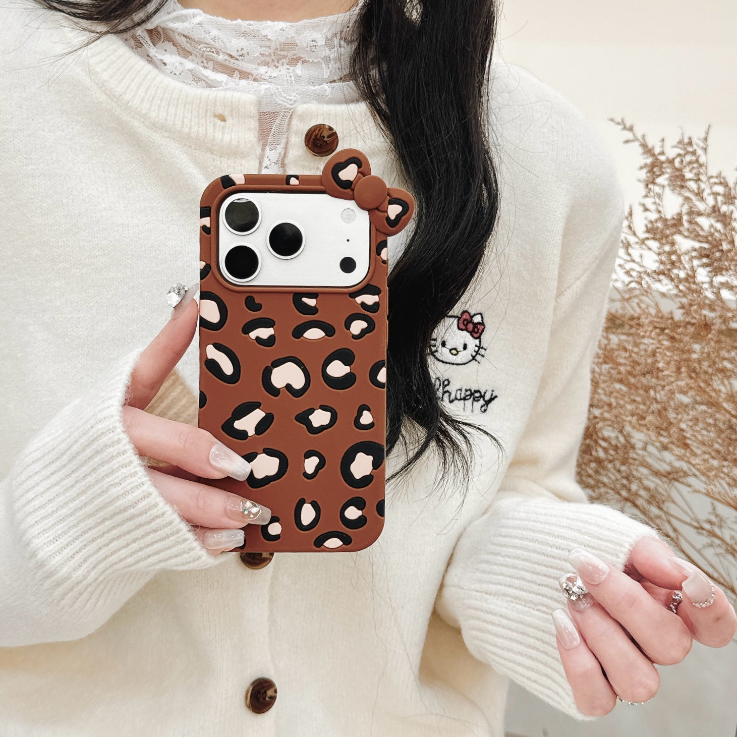 Kitty Leopard Print Silicone Phone Case