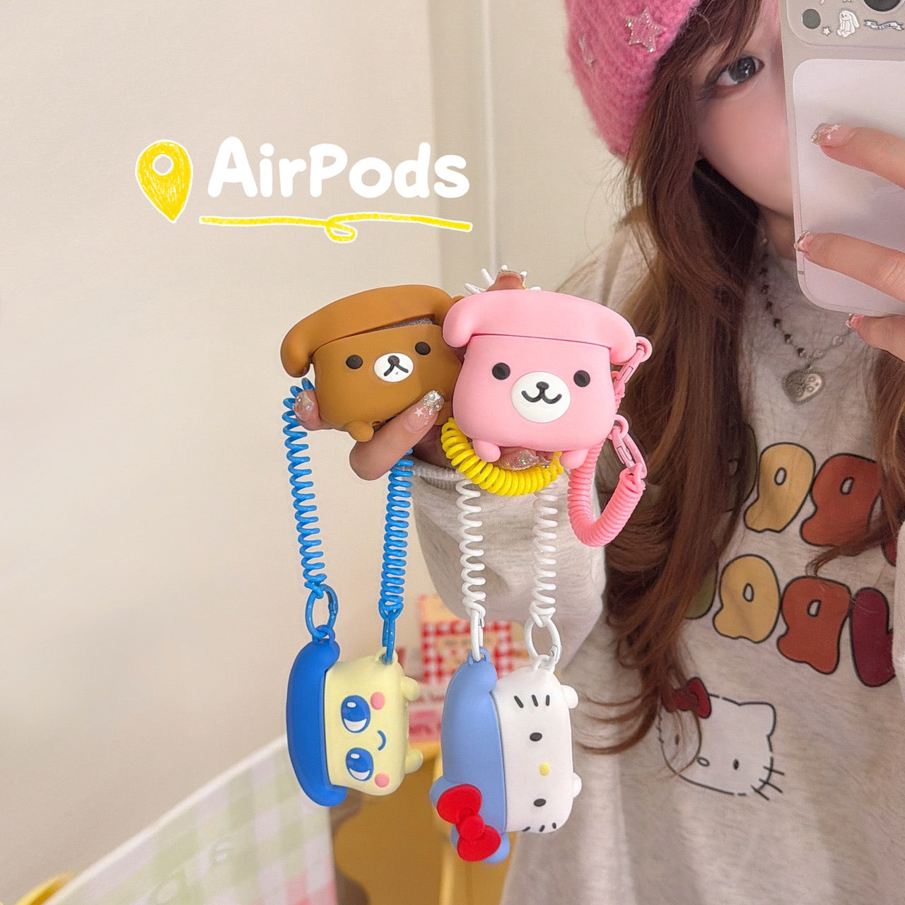 Kitty/Winnie the Pooh/Mamiji/Pink Puppy Telephone Silicone AirPods Earphone Cover