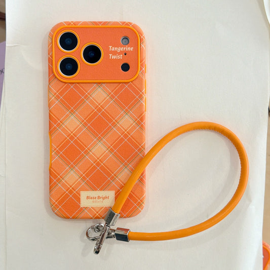 Simple orange diamond pattern large window phone case