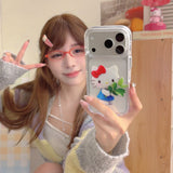 Load image into Gallery viewer, Kitty round-edged airbag double-sided phone case with pomelo leaf design