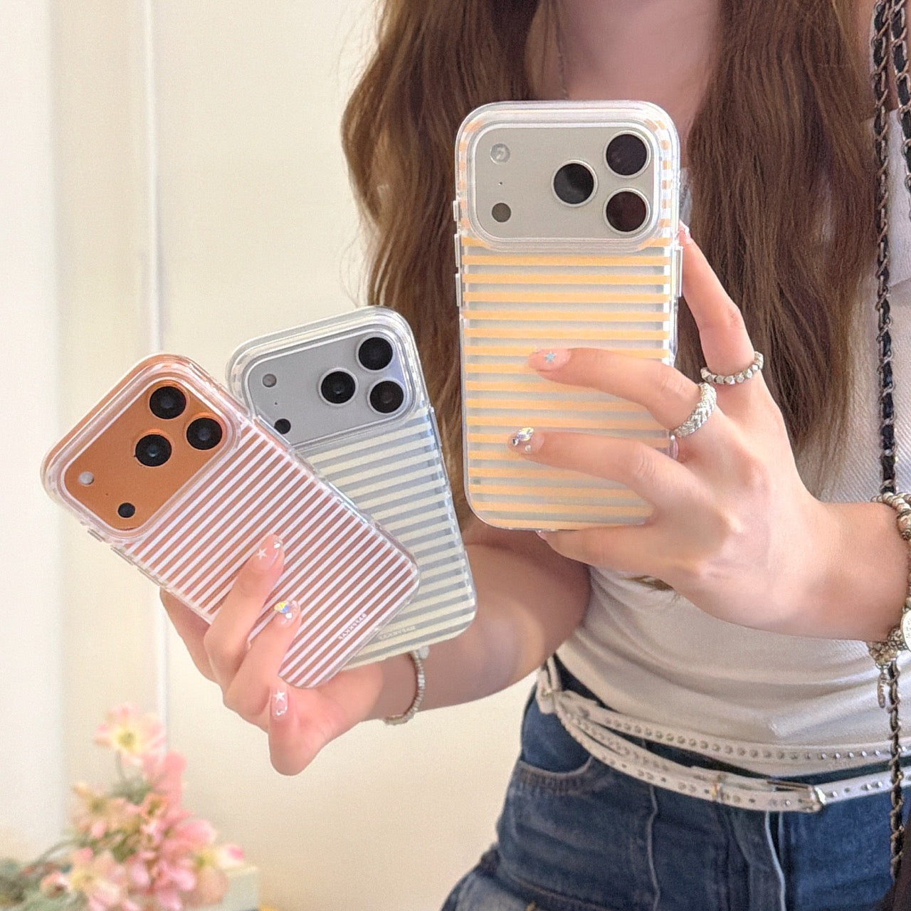 Minimalist 3-Color Striped iPhone Case | Sleek Ins-Style Design