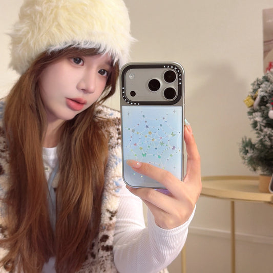 Colored gemstone spider web electroplated edge epoxy phone case