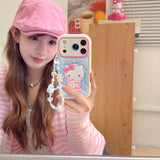 Load image into Gallery viewer, Snowflake hugging a snowman Kitty rounded 3D leather texture phone case