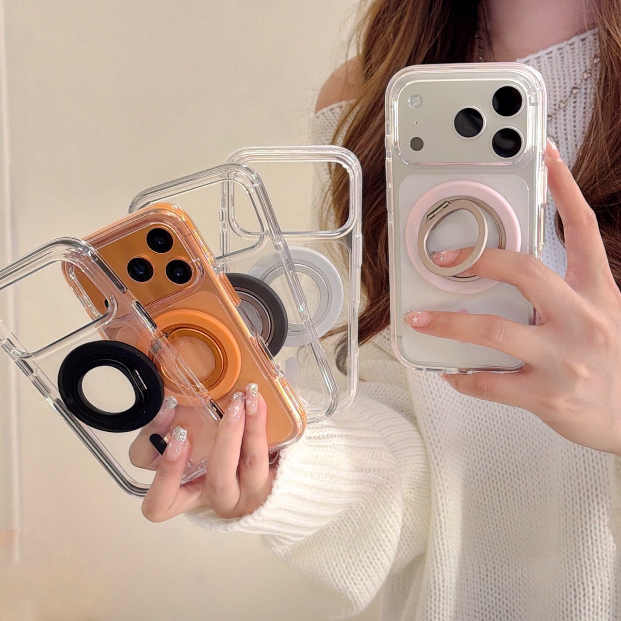 5-color magnetic + small circle 360 magnetic stand phone case