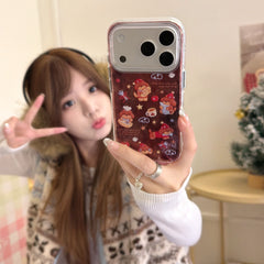 Brown plush red apple dachshund puppy anti-drop phone case