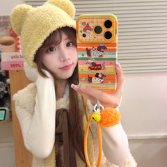 Colorful striped three dachshund phone case