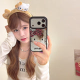 Load image into Gallery viewer, Leopard print bow Kitty mirrored rounded edge space shell