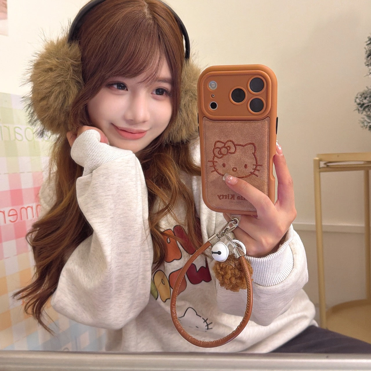 3D Kitty Head Embroidered Phone Case