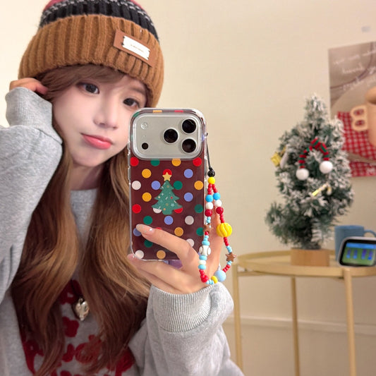 Colorful polka dot Christmas tree rounded edge airbag phone case