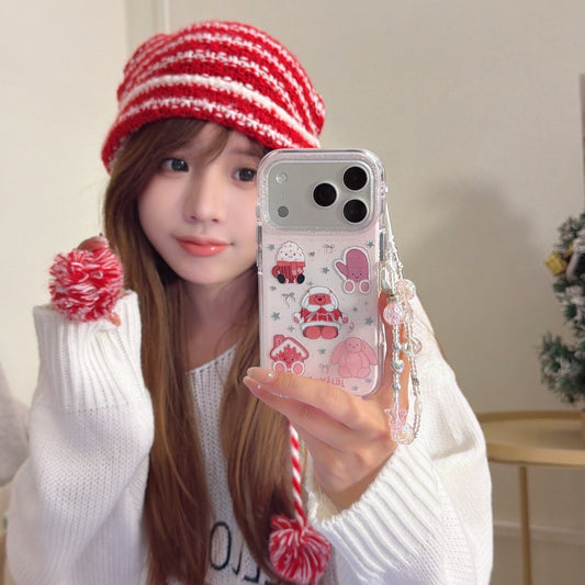 Pinkish-brown winter jellycat gold-plated rounded edge phone case