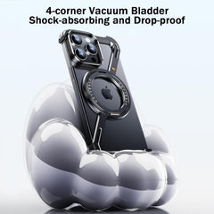 Minimalist Phone Case Compatible with iPhone 17 Pro , 360° Rotation Kickstand Aluminum Metal Frameless Design Bumper Z Case, Protective Shock Grade Shell