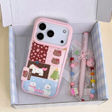 Load image into Gallery viewer, Pink patchwork Kitty and Pony phone case with chain