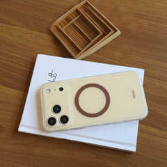 Magnetic double-layer frosted color-block solid color phone case