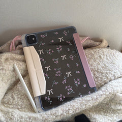 Pink patchwork floral bow iPad case