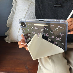 Pink patchwork floral bow iPad case