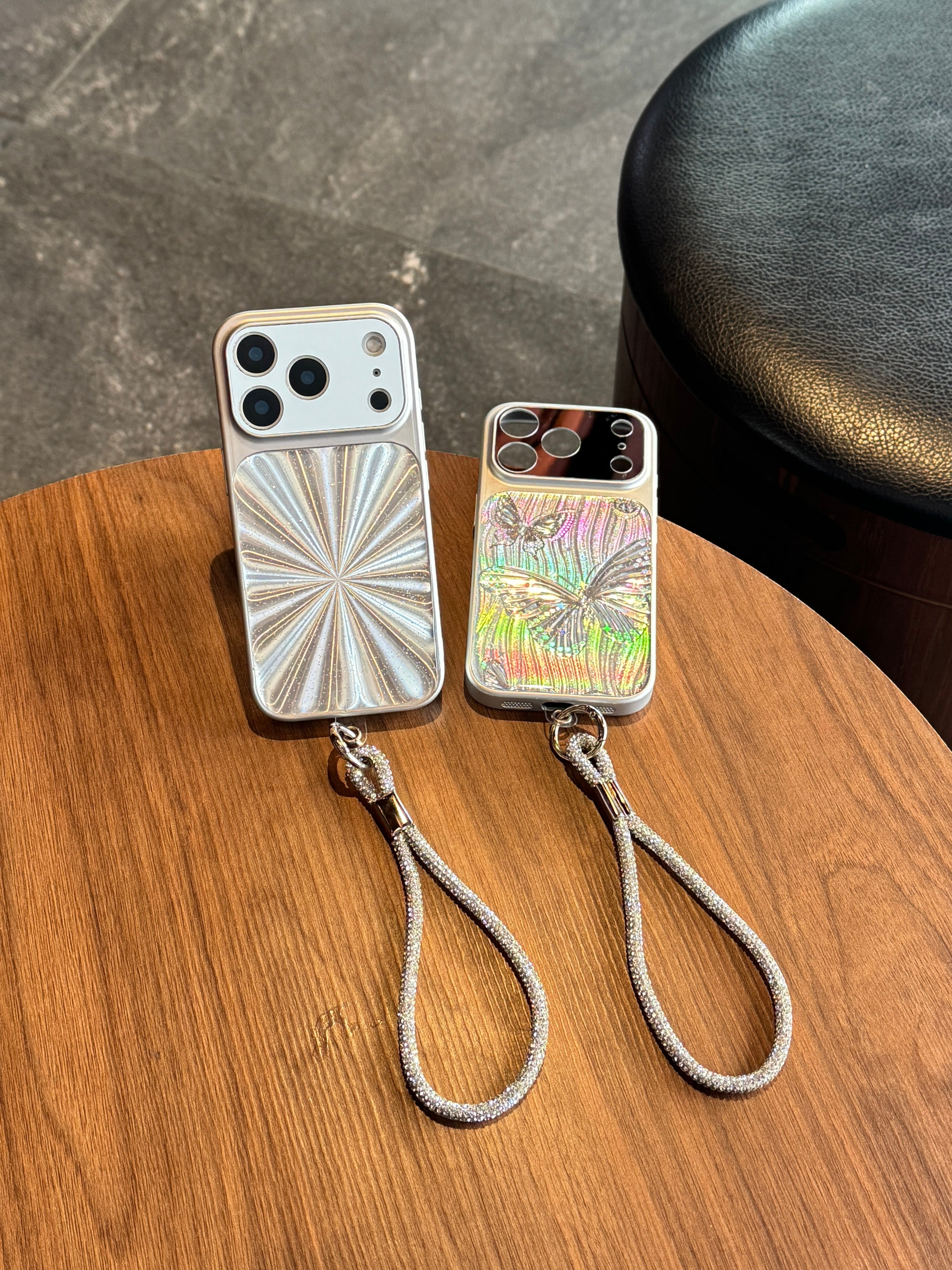 Aurora Butterfly Pattern Large Window Mirror Phone Case