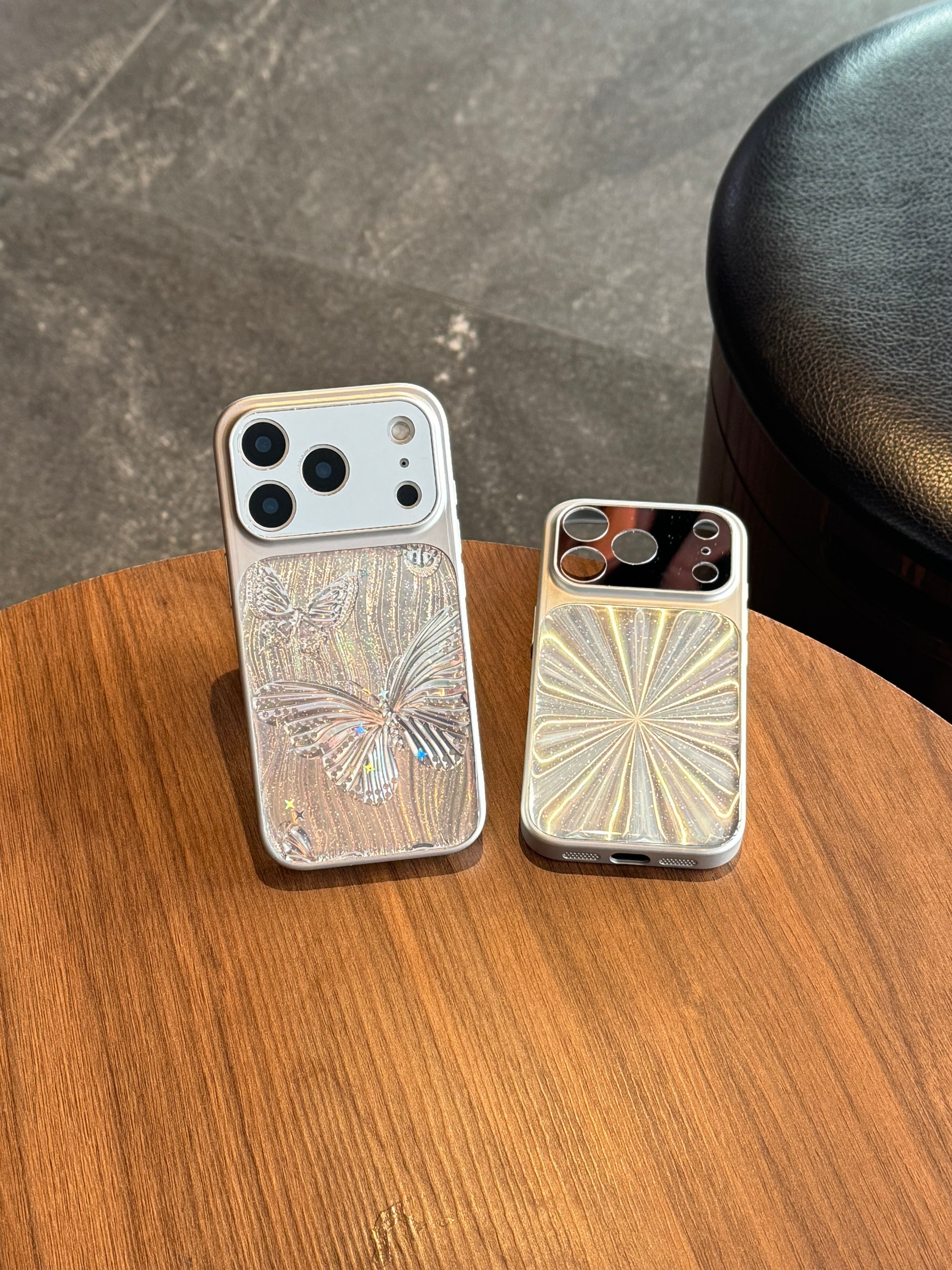 Aurora Butterfly Pattern Large Window Mirror Phone Case