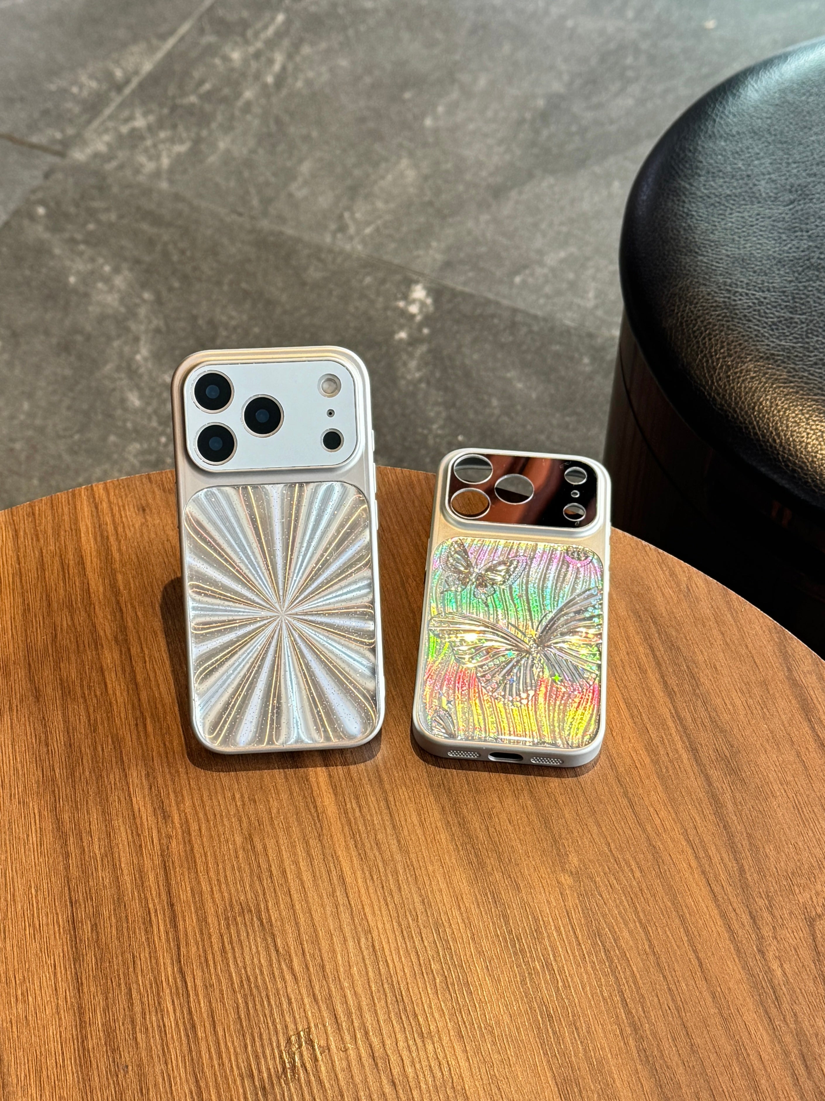 Aurora Butterfly Pattern Large Window Mirror Phone Case