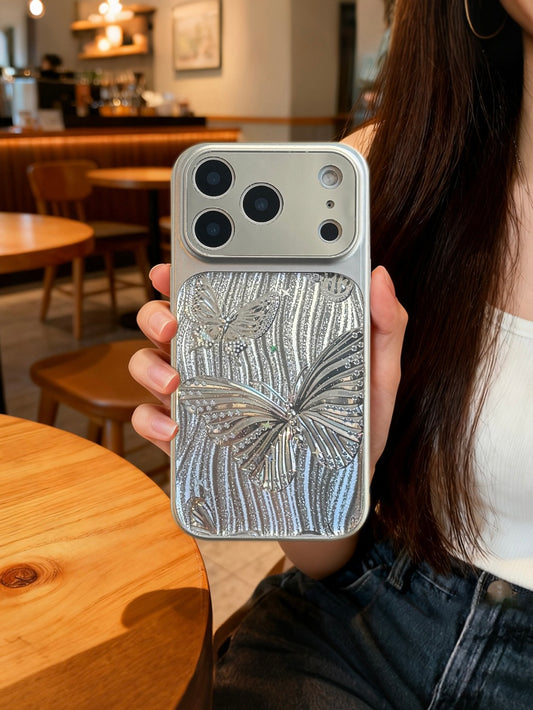 Aurora Butterfly Pattern Large Window Mirror Phone Case