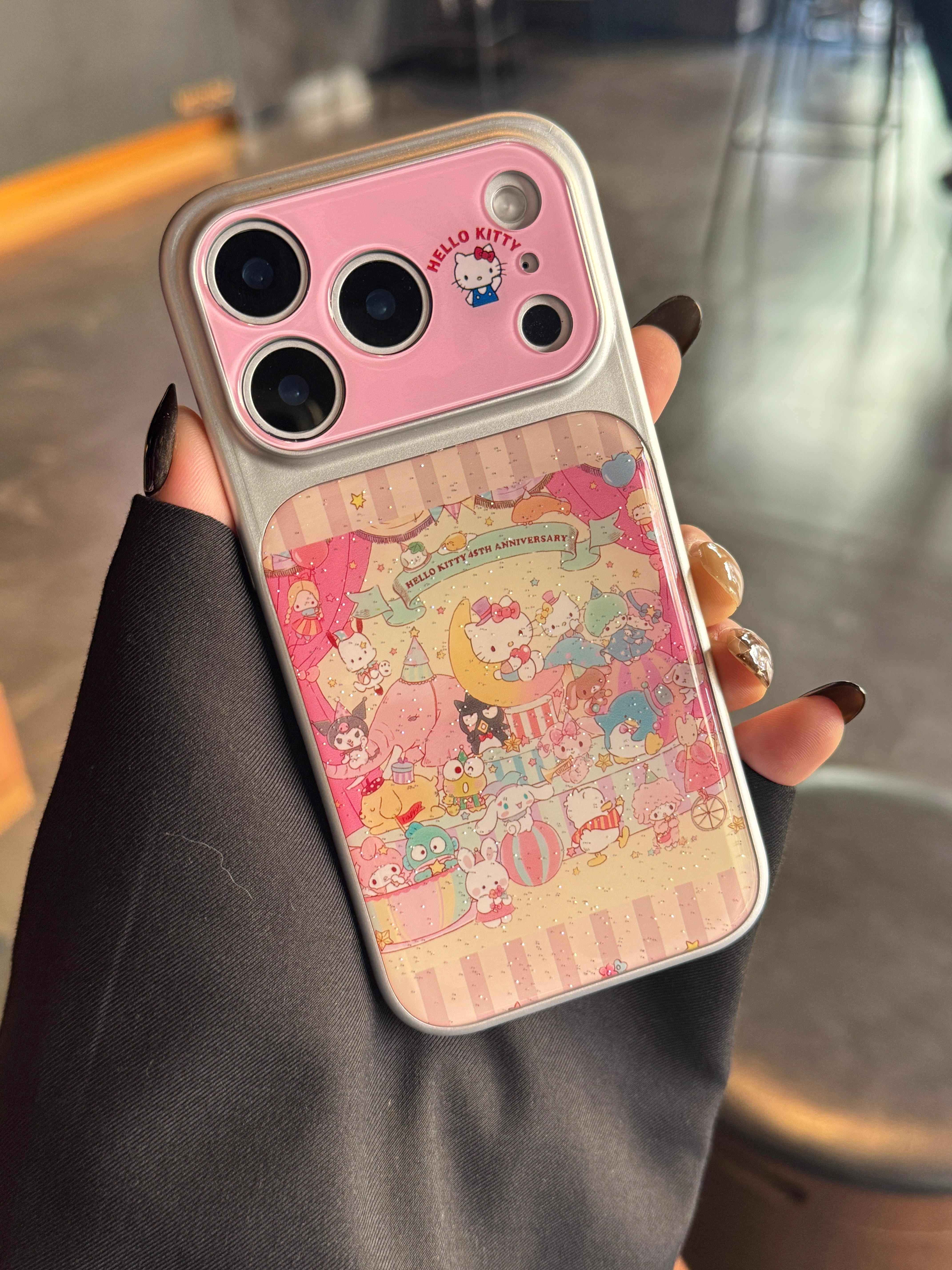 Glitter Sanrio KT Party Restaurant Large Window Phone Case