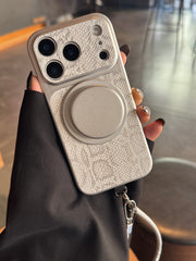 Snake-skin pattern large window magnetic phone case