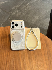 Snake-skin pattern large window magnetic phone case