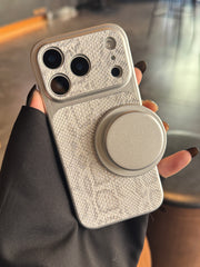 Snake-skin pattern large window magnetic phone case