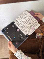 Pink and brown floral iPad case