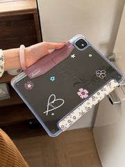 Pink and brown floral iPad case